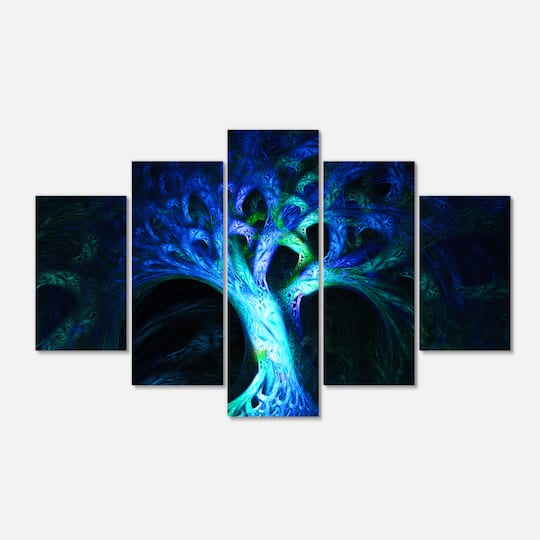 Designart - Magical Blue Psychedelic Tree - Contemporary Canvas Art Print